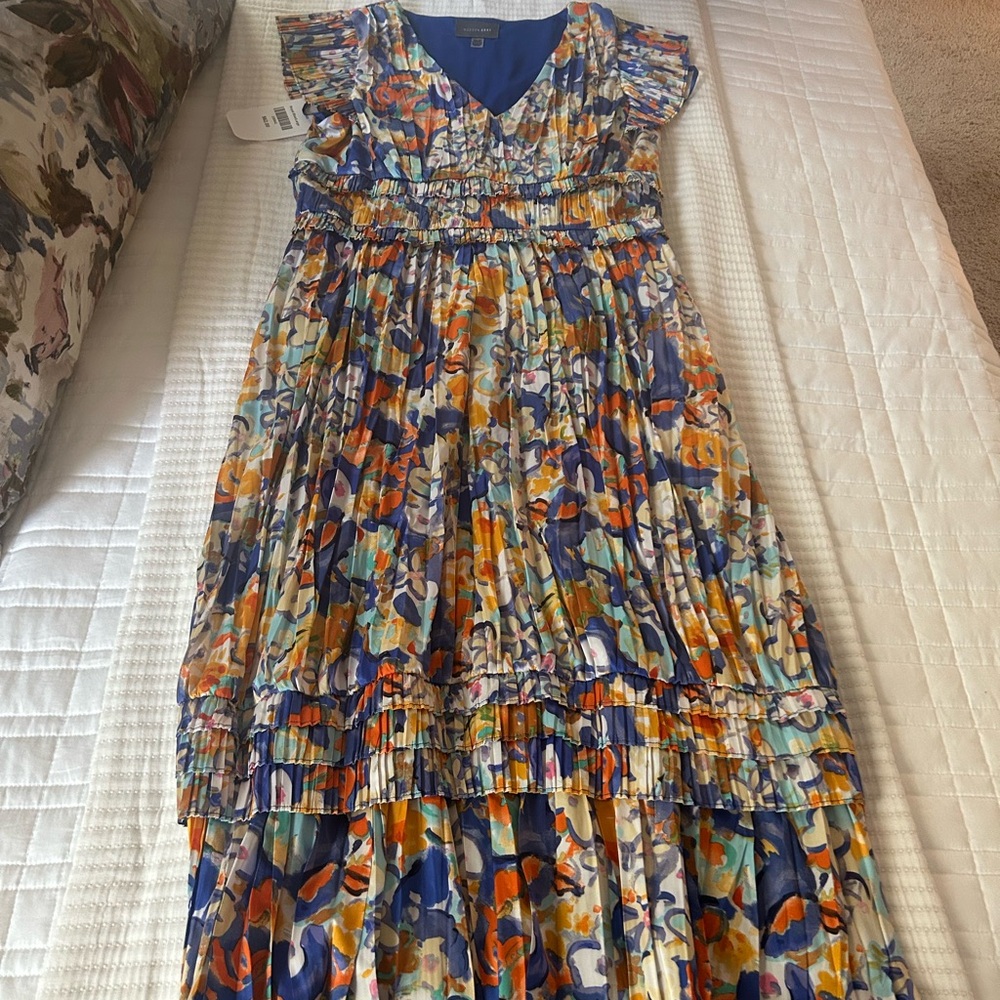 Blue Flutter Sleeve V-Neck Sundress